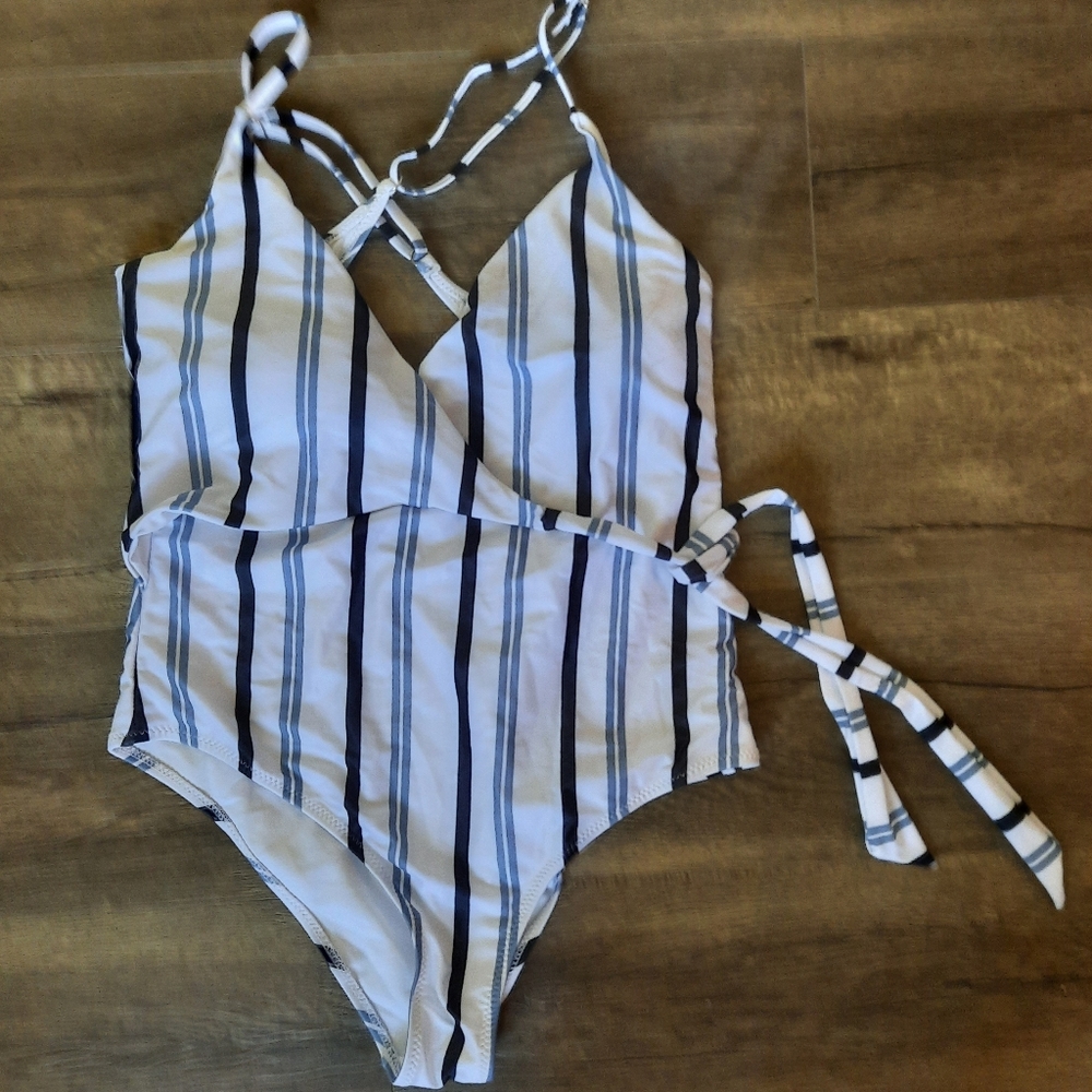 Wrap striped one piece